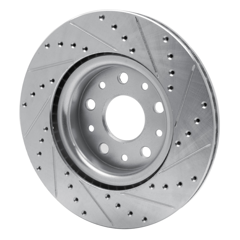 Jeep Wrangler Brake Rotor (1) - Front Left - R1 Concepts - Drilled & Slotted - Silver - `18-`25